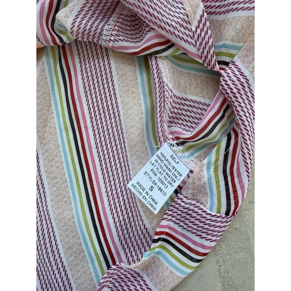 Savanna Jane NWT Stripe Floral Embroidered Flowy Top S Colorful Boho Poncho - Picture 5 of 7